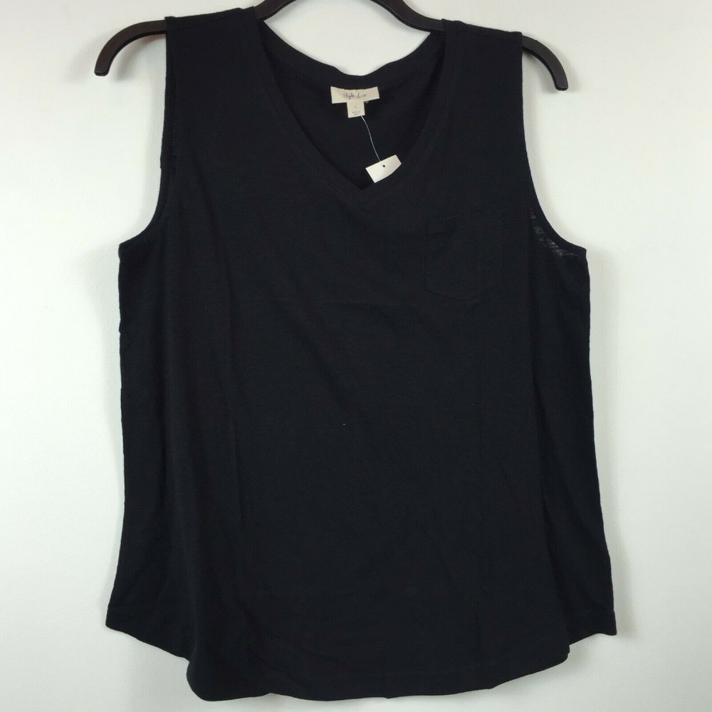 Bar III Medium Black Key Hole Sheer Top 4G82